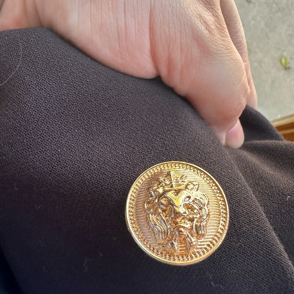 Missguided Black Trench Coat Peacoat Fall Size 8 Gold Hardware - Picture 6 of 7